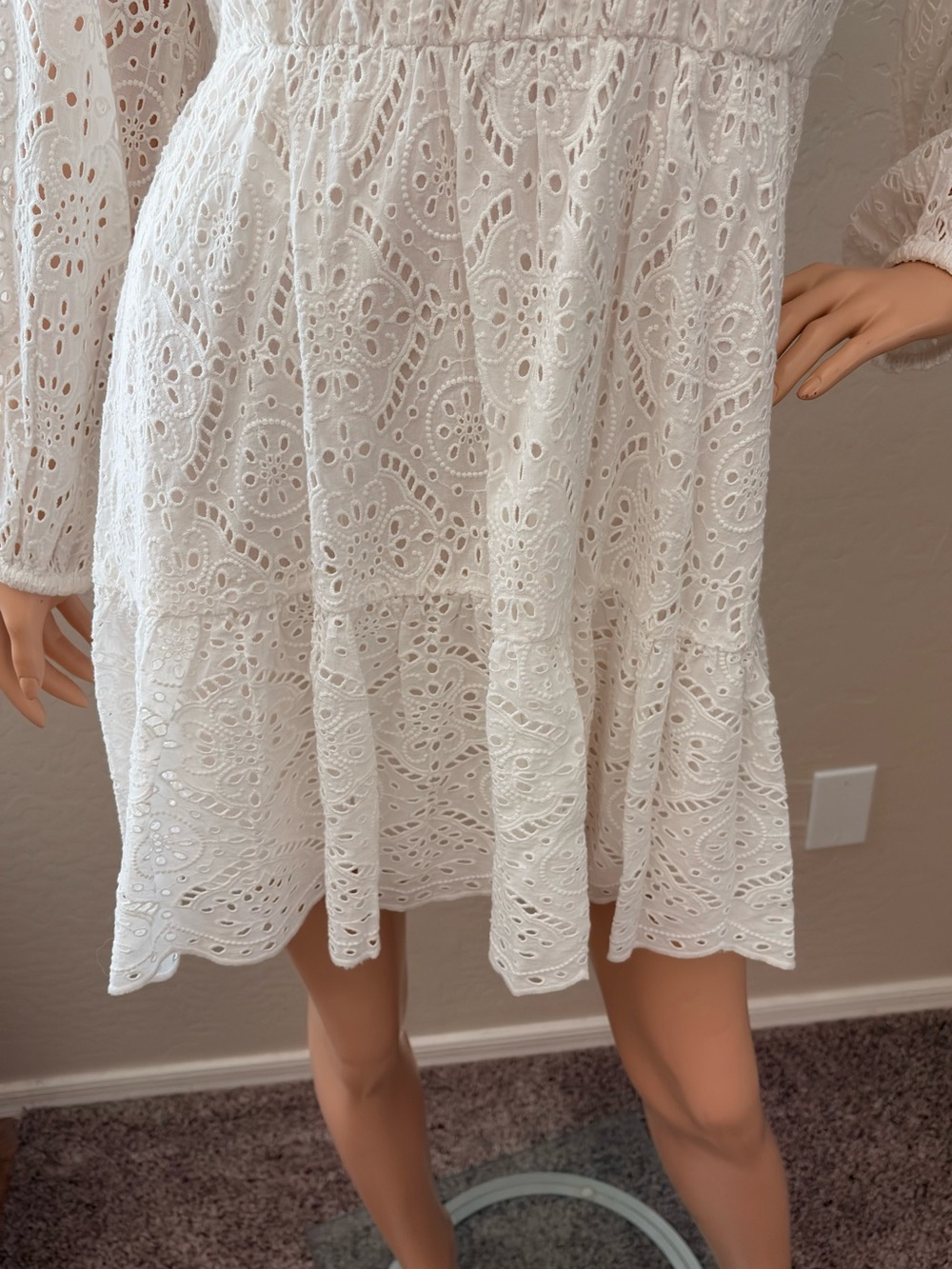 Veronica Beard Calibra Broderie Anglaise Cotton Mini Dress White Sz 2 - Picture 4 of 17